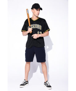 Custom Black Gold-White Baseball Jersey Suit for daily life, Fabric: 95% polyester and 5% spandex, Regular fit, Stitch Color: automatically matched based on patterns