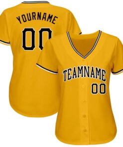 Custom Gold Black-White Baseball Jersey Suit for daily life, Fabric: 95% polyester and 5% spandex, Regular fit, Stitch Color: automatically matched based on patterns