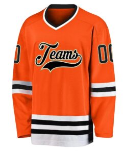 Custom Orange Black-White Hockey Jersey Suit for daily life, Fabric: 95% polyester and 5% spandex, Regular fit, Stitch Color: automatically matched based on patterns