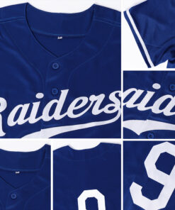 Custom Royal White-Red Baseball Jersey Suit for daily life, Fabric: 95% polyester and 5% spandex, Regular fit, Stitch Color: automatically matched based on patterns